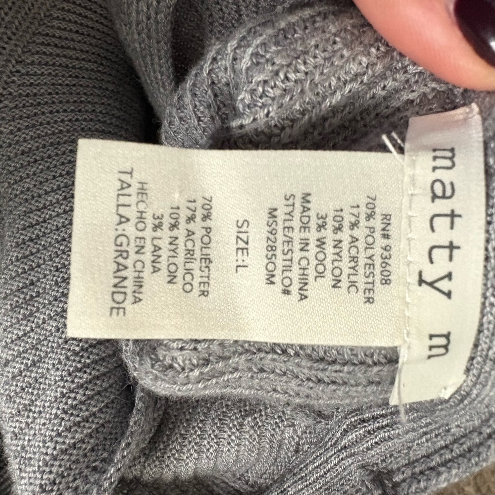 Matty M Women's V-Neck Sweater in Gray - Picture 6 of 6